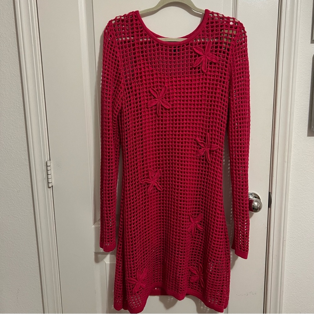 Hot pink starfish crochet beach dress